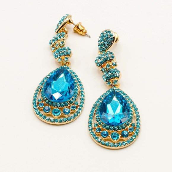 Nox Anabel Jewelry - Rhinestone Encrust Teardrop Earrings NX1408370